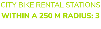 City bike rental stations within a 250 m radius: 3